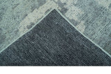 Custom Made Modern Abstract Design Blue And Gray Hand Knotted Wool Area Rug