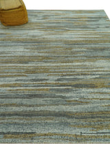 Custom Made Modern Abstract Design Brown And Gray Hand Knotted Wool Area Rug