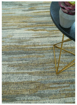Custom Made Modern Abstract Design Brown And Gray Hand Knotted Wool Area Rug