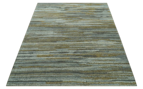 Custom Made Modern Abstract Design Brown And Gray Hand Knotted Wool Area Rug