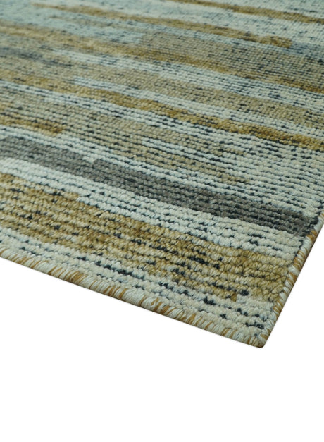 Custom Made Modern Abstract Design Brown And Gray Hand Knotted Wool Area Rug