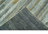 Custom Made Modern Abstract Design Brown And Gray Hand Knotted Wool Area Rug