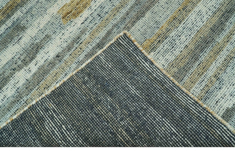 Custom Made Modern Abstract Design Brown And Gray Hand Knotted Wool Area Rug