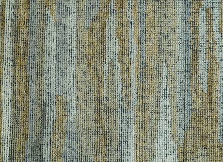 Custom Made Modern Abstract Design Brown And Gray Hand Knotted Wool Area Rug