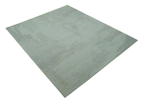 Custom Made Modern Abstract Design Ivory, Blue and Brown Hand Tufted Wool Area Rug