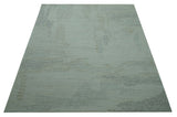 Custom Made Modern Abstract Design Ivory, Blue and Brown Hand Tufted Wool Area Rug