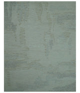 Custom Made Modern Abstract Design Ivory, Blue and Brown Hand Tufted Wool Area Rug