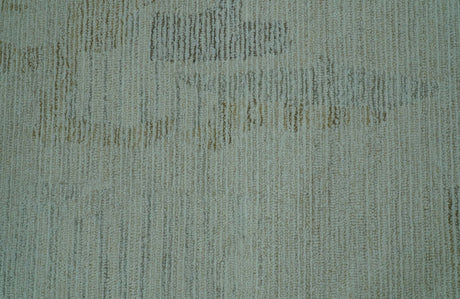 Custom Made Modern Abstract Design Ivory, Blue and Brown Hand Tufted Wool Area Rug