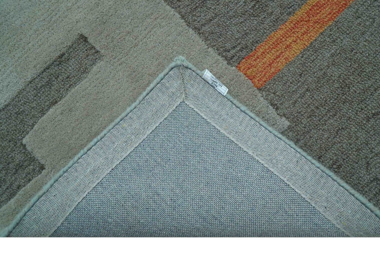 Custom Made Modern Abstract Gray And Blue Hand Tufted Wool Area Rug