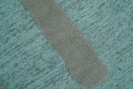 Custom Made Modern Abstract Gray And Blue Hand Tufted Wool Area Rug