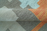 Custom Made Modern Abstract Gray And Blue Hand Tufted Wool Area Rug