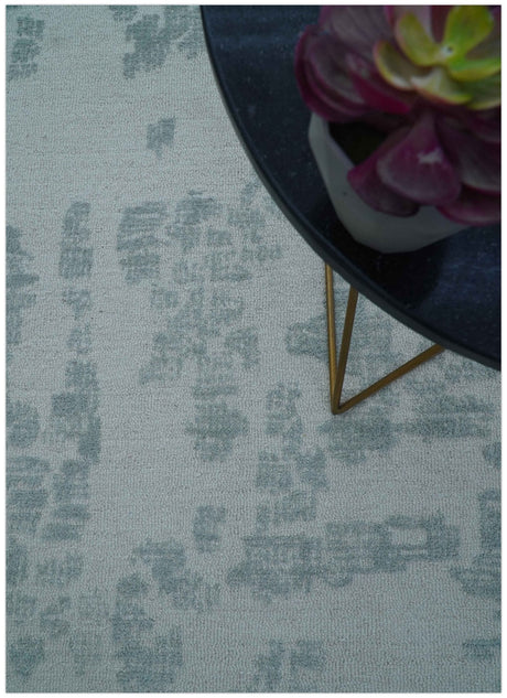 Custom Made Modern Abstract Gray Hand Tufted wool rug