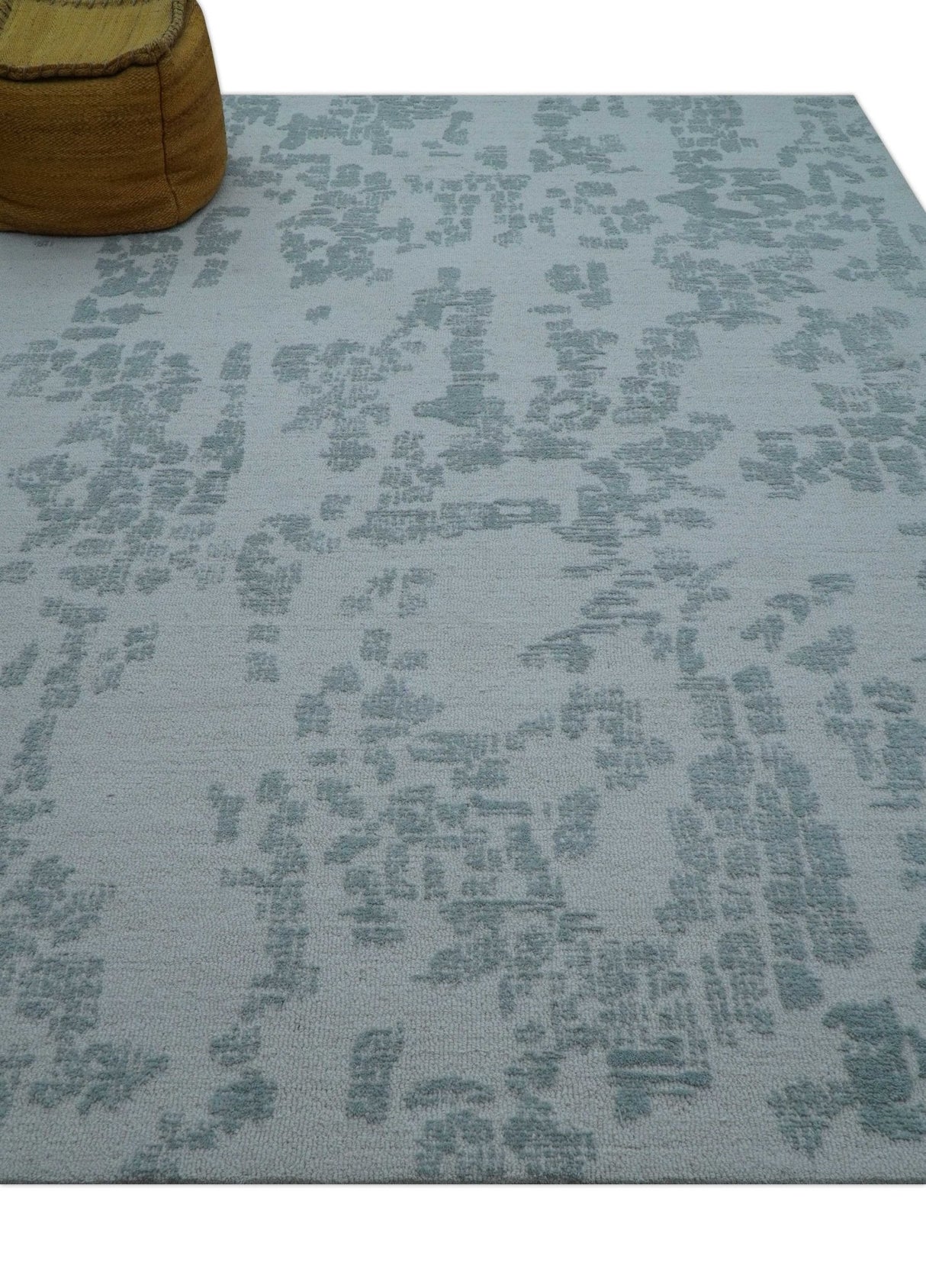 Custom Made Modern Abstract Gray Hand Tufted wool rug