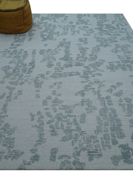 Custom Made Modern Abstract Gray Hand Tufted wool rug