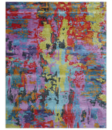 Custom Made Modern Abstract Multi-color Hand Tufted Wool-Art Silk Rug