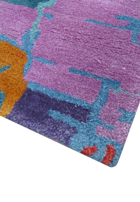 Custom Made Modern Abstract Multi-color Hand Tufted Wool-Art Silk Rug