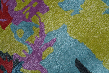 Custom Made Modern Abstract Multi-color Hand Tufted Wool-Art Silk Rug