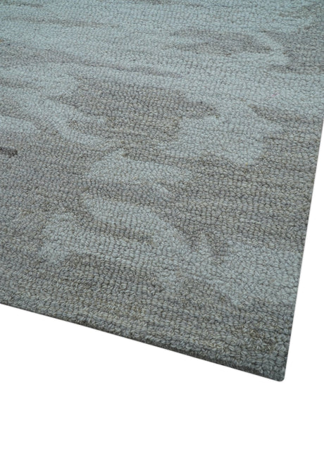 Custom Made Modern Abstract Silver And Blue Hand Tufted Wool Rug