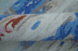 Custom Made Modern Abstract Silver And Blue Hand Tufted Wool Rug