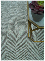 Custom Made Modern Chevron Ivory And Brown Hand Tufted Wool Area Rug