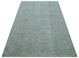 Custom Made Modern Chevron Ivory And Brown Hand Tufted Wool Area Rug