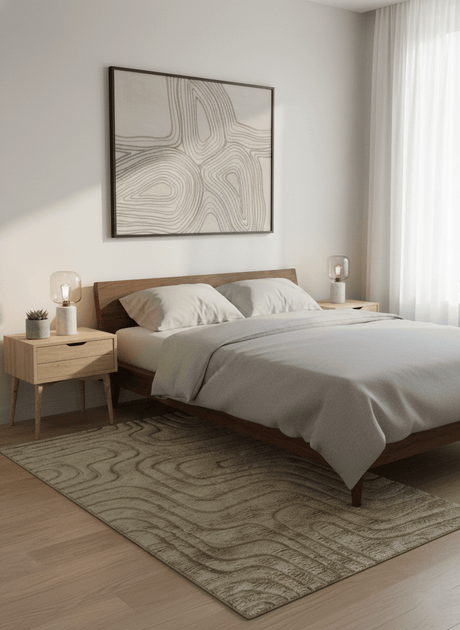 Custom Made Modern Contemporary Beige And Gray Hand Knotted Wool Rug