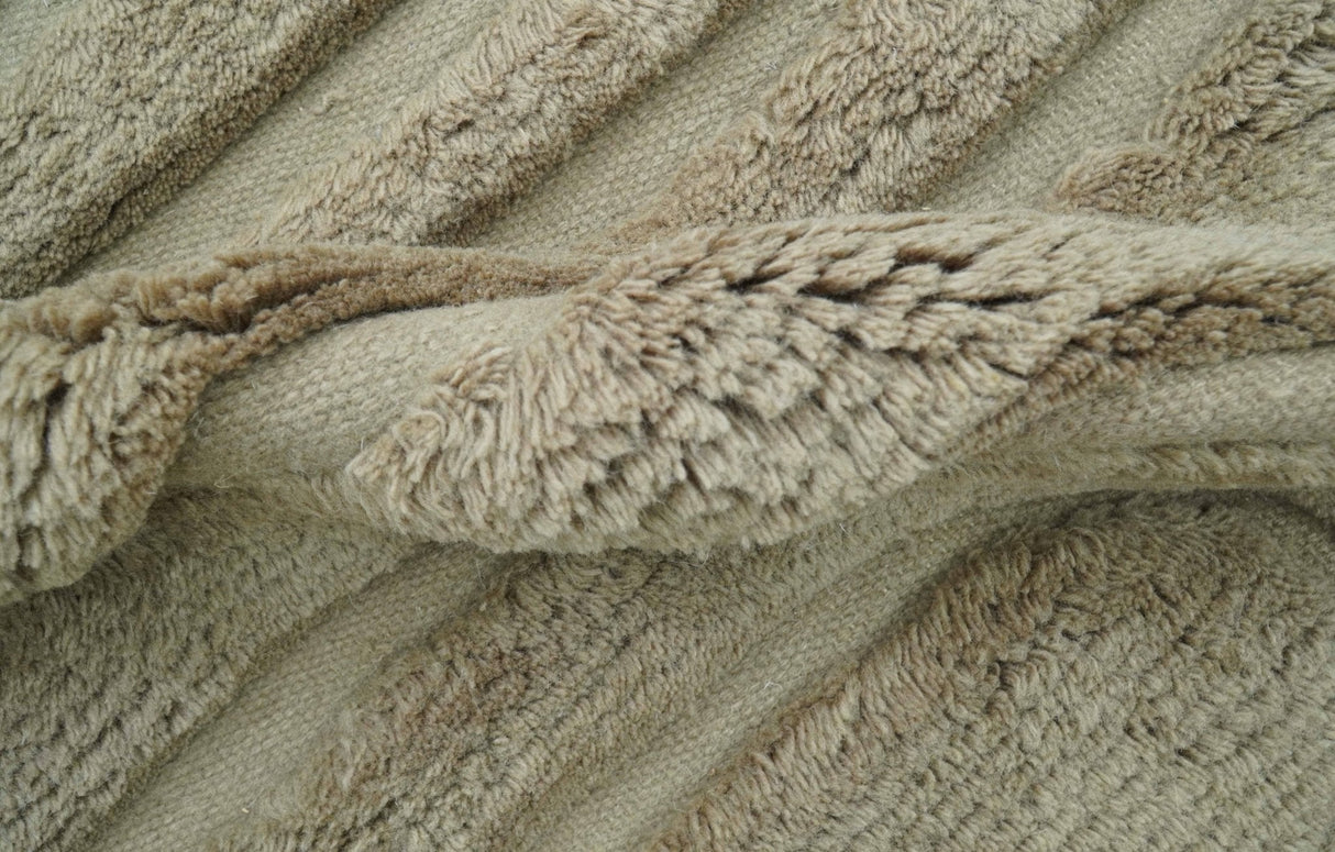 Custom Made Modern Contemporary Beige And Gray Hand Knotted Wool Rug