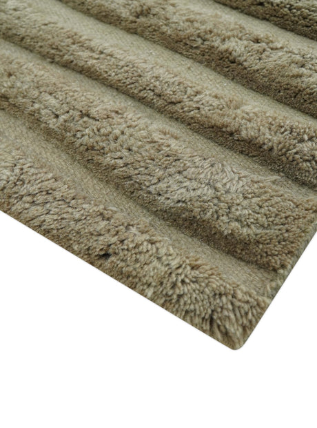 Custom Made Modern Contemporary Beige And Gray Hand Knotted Wool Rug