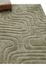 Custom Made Modern Contemporary Beige And Gray Hand Knotted Wool Rug