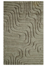 Custom Made Modern Contemporary Beige And Gray Hand Knotted Wool Rug