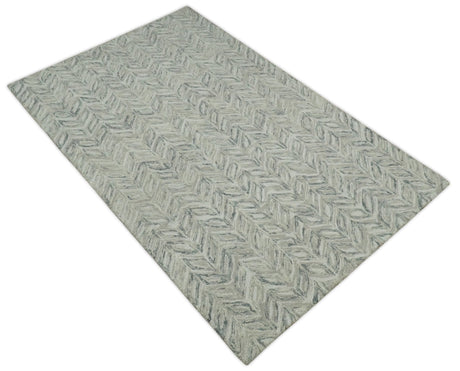 Custom Made Modern Contemporary Beige And Gray Hand Tufted Wool Rug