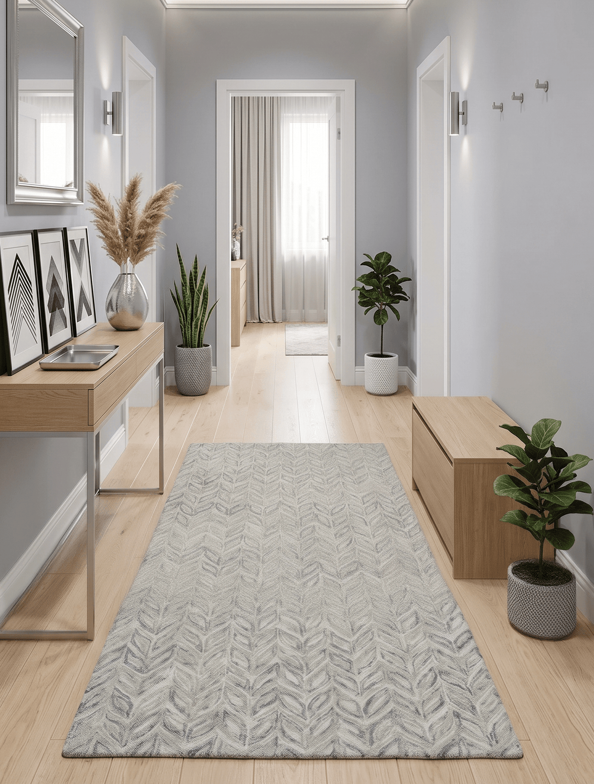 Custom Made Modern Contemporary Beige And Gray Hand Tufted Wool Rug