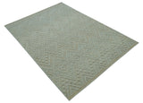 Custom Made Modern Contemporary Beige Hand Knotted Wool Area Rug