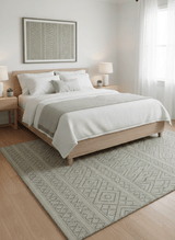 Custom Made Modern Contemporary Beige Hand Knotted Wool Area Rug