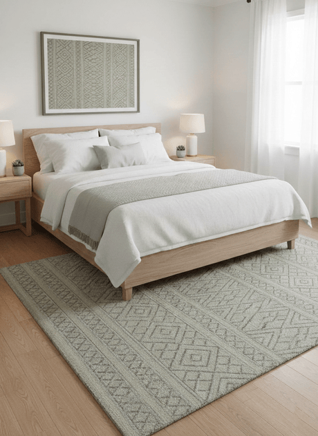 Custom Made Modern Contemporary Beige Hand Knotted Wool Area Rug