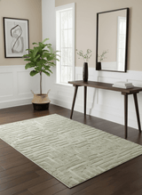 Custom Made Modern Contemporary Beige Hand Knotted Wool Area Rug