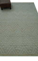 Custom Made Modern Contemporary Beige Hand Knotted Wool Area Rug