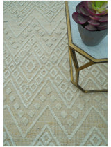 Custom Made Modern Contemporary Beige Hand Knotted Wool Area Rug