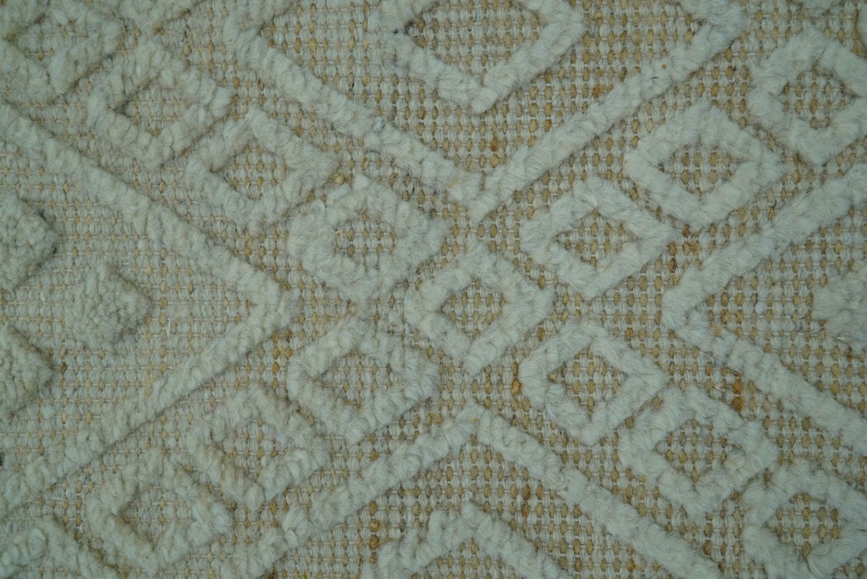 Custom Made Modern Contemporary Beige Hand Knotted Wool Area Rug
