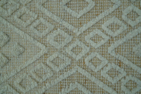 Custom Made Modern Contemporary Beige Hand Knotted Wool Area Rug