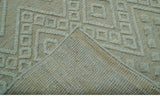 Custom Made Modern Contemporary Beige Hand Knotted Wool Area Rug