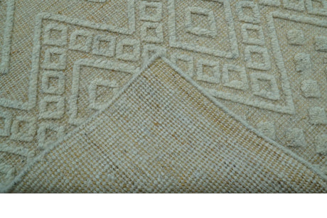 Custom Made Modern Contemporary Beige Hand Knotted Wool Area Rug