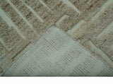 Custom Made Modern Contemporary Beige Hand Knotted Wool Area Rug