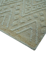 Custom Made Modern Contemporary Beige Hand Knotted Wool Area Rug