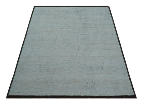 Custom Made Modern Contemporary White and Brown Hand Knotted Wool Rug