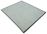 Custom Made Modern Contemporary White and Brown Hand Knotted Wool Rug