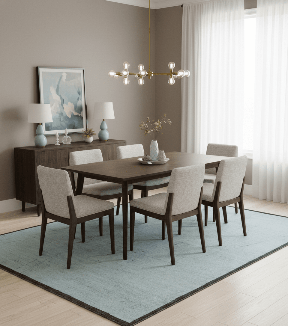 Custom Made Modern Contemporary White and Brown Hand Knotted Wool Rug