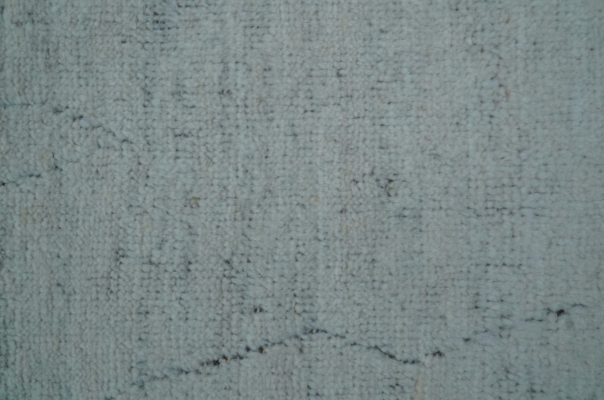 Custom Made Modern Contemporary White and Brown Hand Knotted Wool Rug