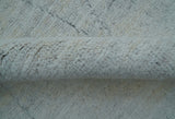 Custom Made Modern Contemporary White and Brown Hand Knotted Wool Rug