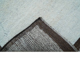 Custom Made Modern Contemporary White and Brown Hand Knotted Wool Rug